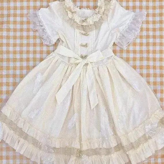 Cute Lolita Ruffled Collar Bow Tulle Layered Princess Dress SP15421