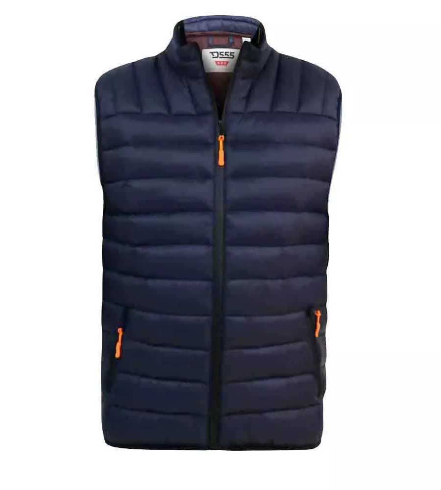 D555 Big Mens Puffer Gilet Jacket With Burgundy Lining (WICKHAM 1)