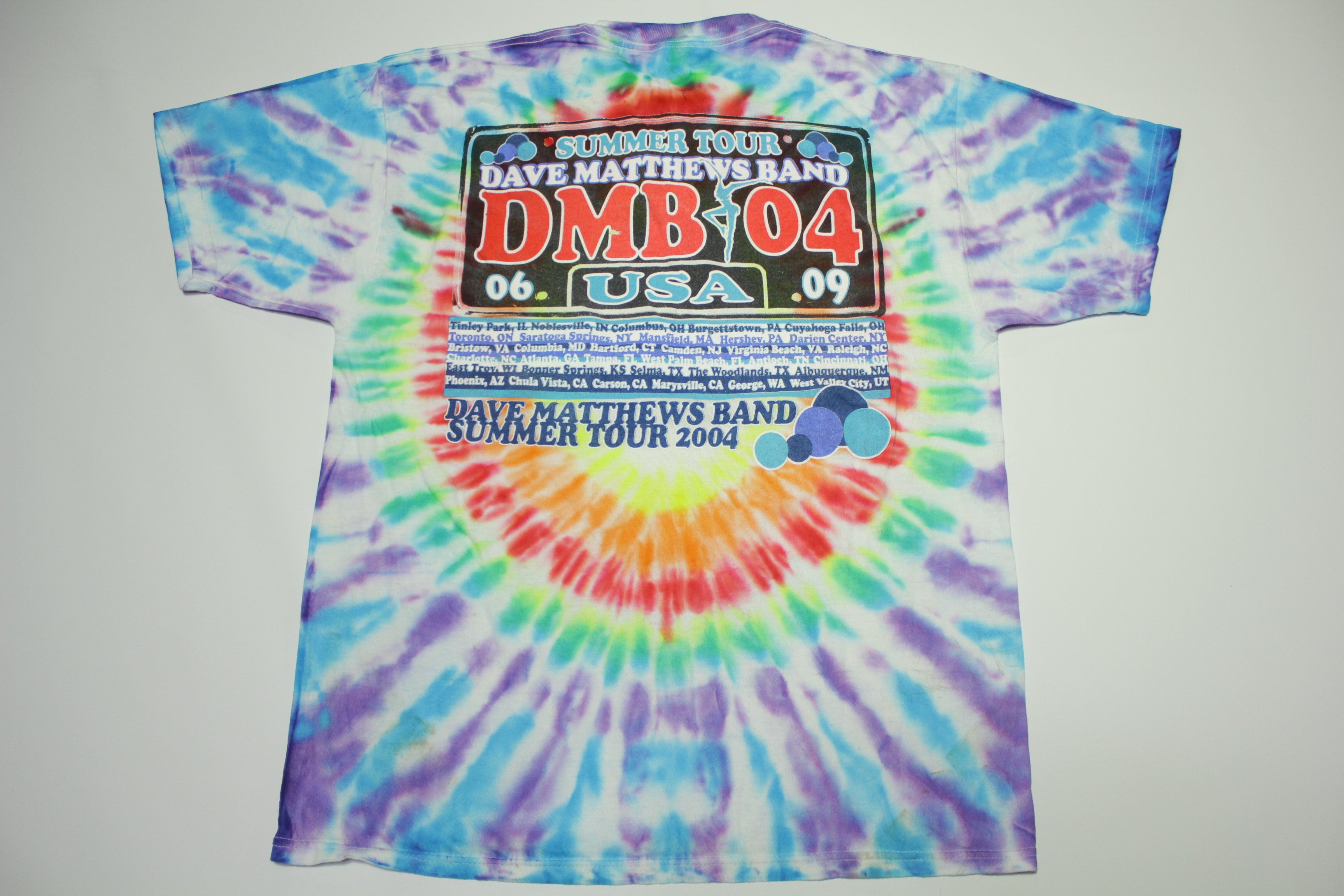 Dave Matthews Band Summer Tour 2004 Tie Dye Concert Limited Production T-Shirt