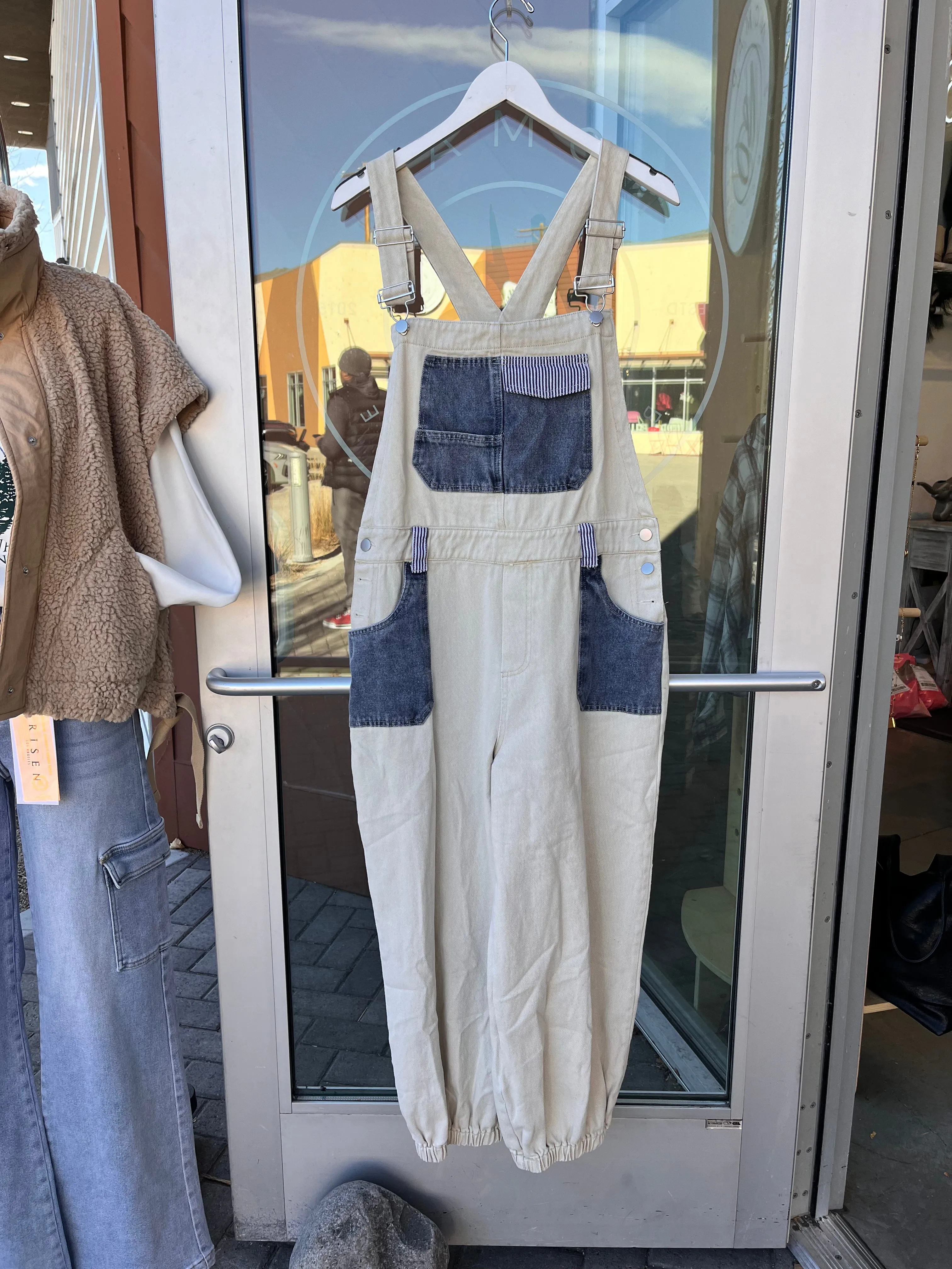 Denim Stripe Mix Overalls