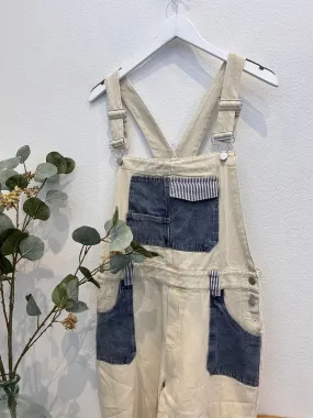 Denim Stripe Mix Overalls