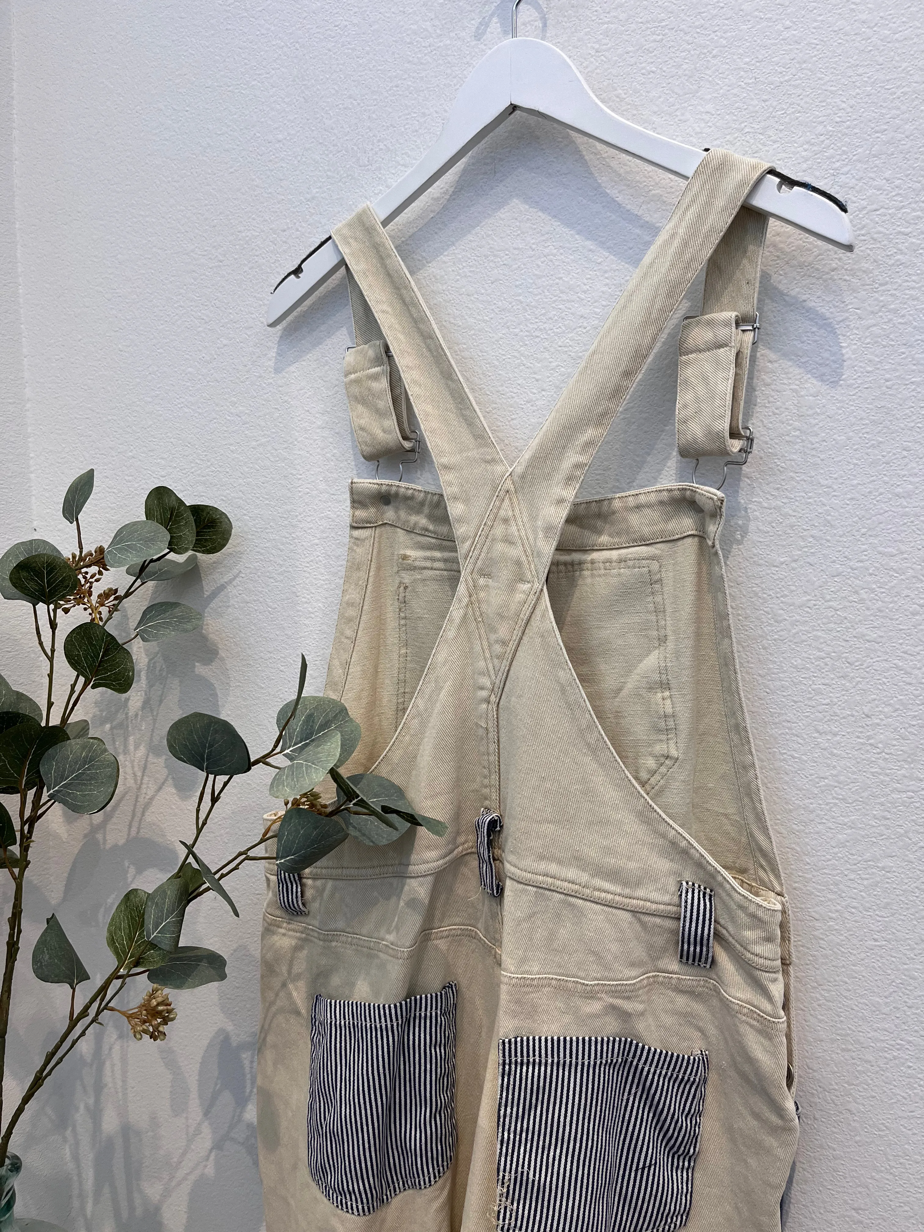 Denim Stripe Mix Overalls