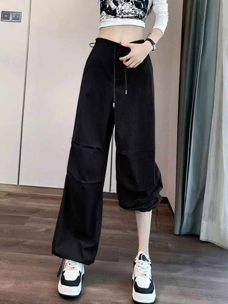 Dopamine American purple overalls for women, design sense of dancing wide-leg pants, trendy and cool street leggings sweatpants,