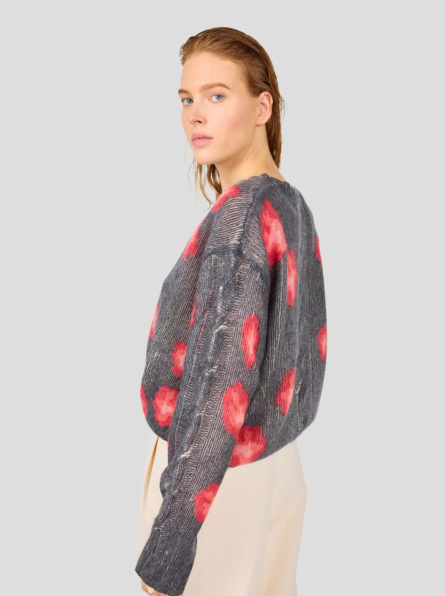 Ellis sweater in black Poppy printed knit