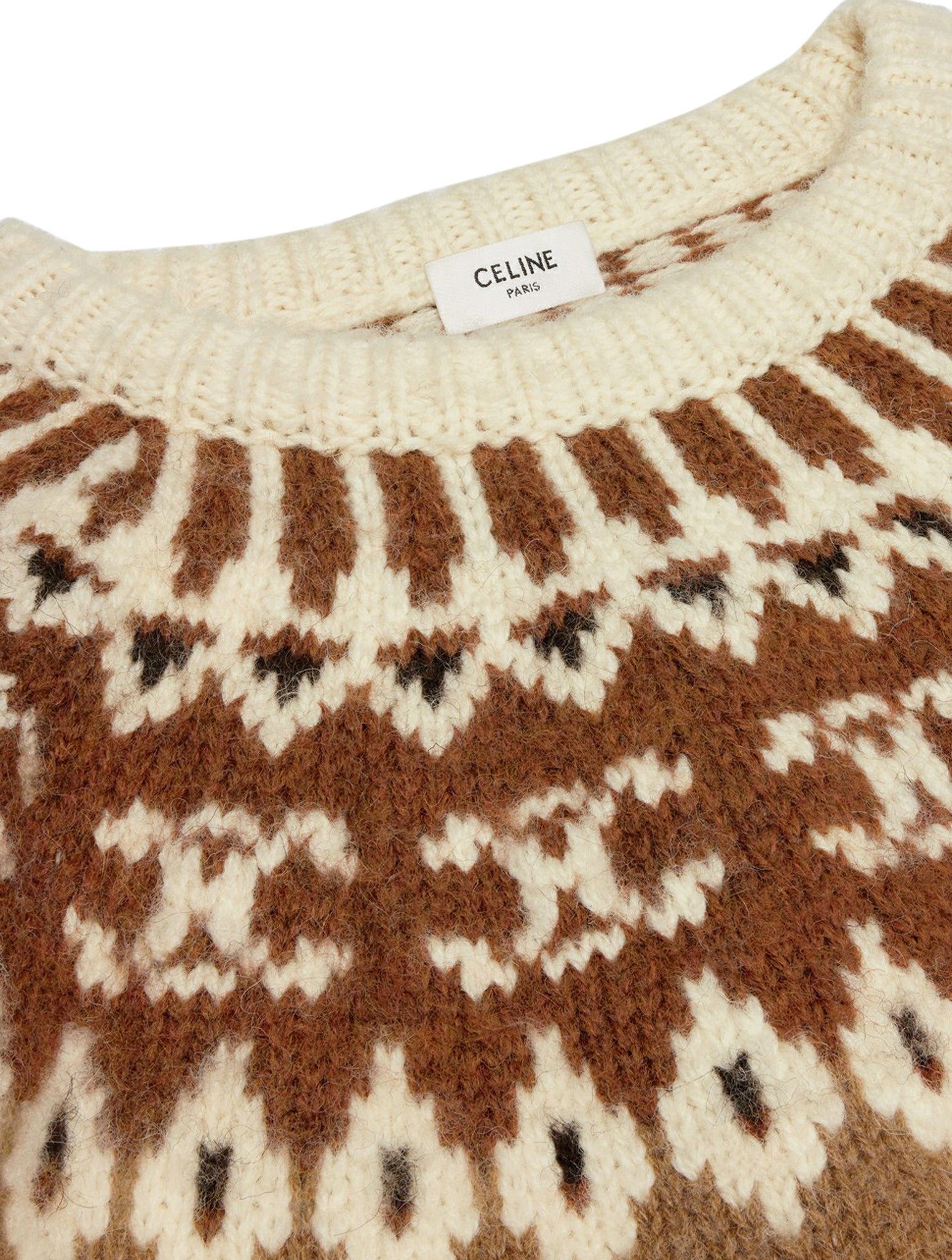 “FAIR ISLE” TRIOMPHE CREW NECK SWEATER IN WOOL CAMEL