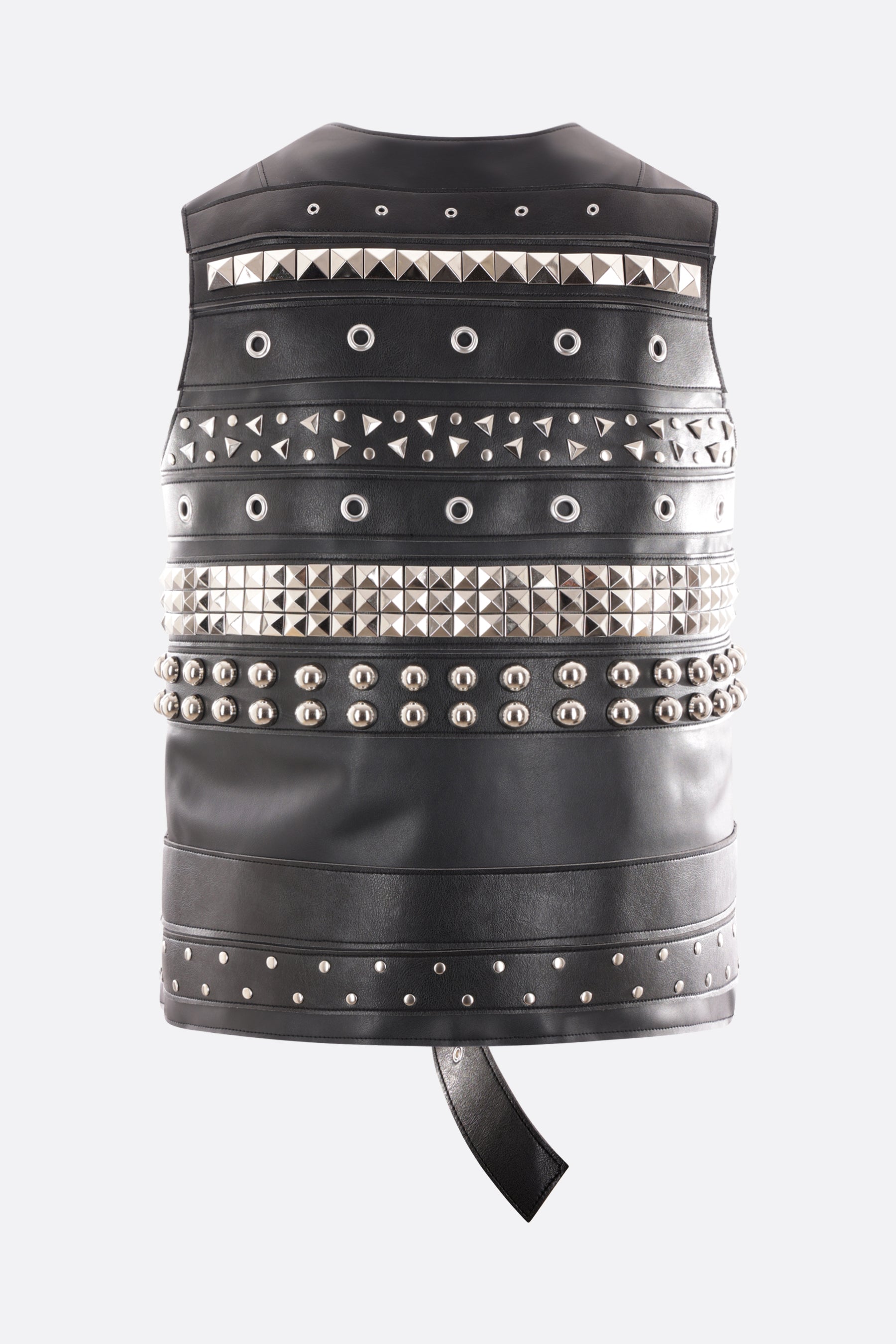 faux-leather sleeveless jacket with studs