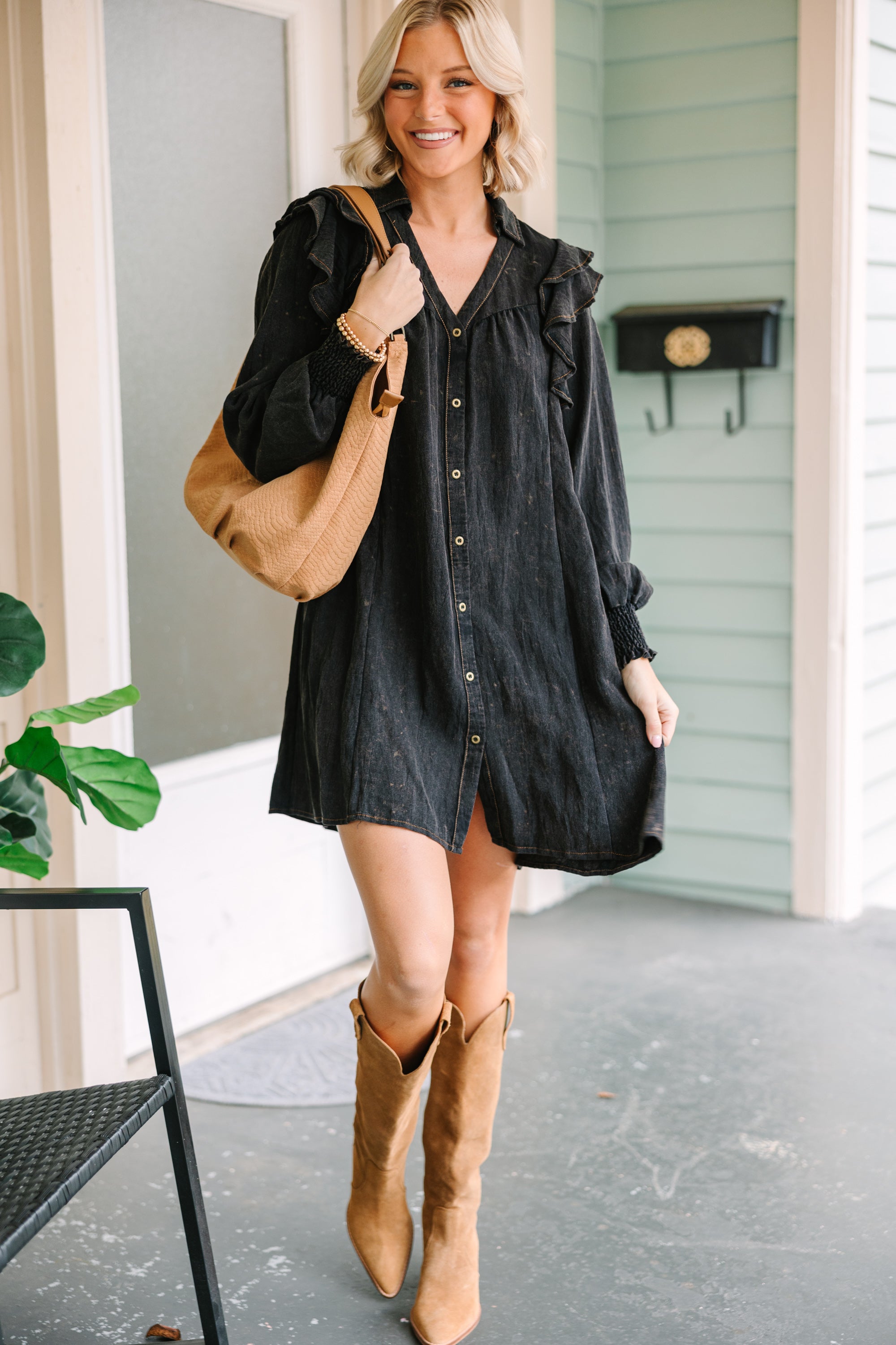 Feeling In Love Black Ruffled Dress