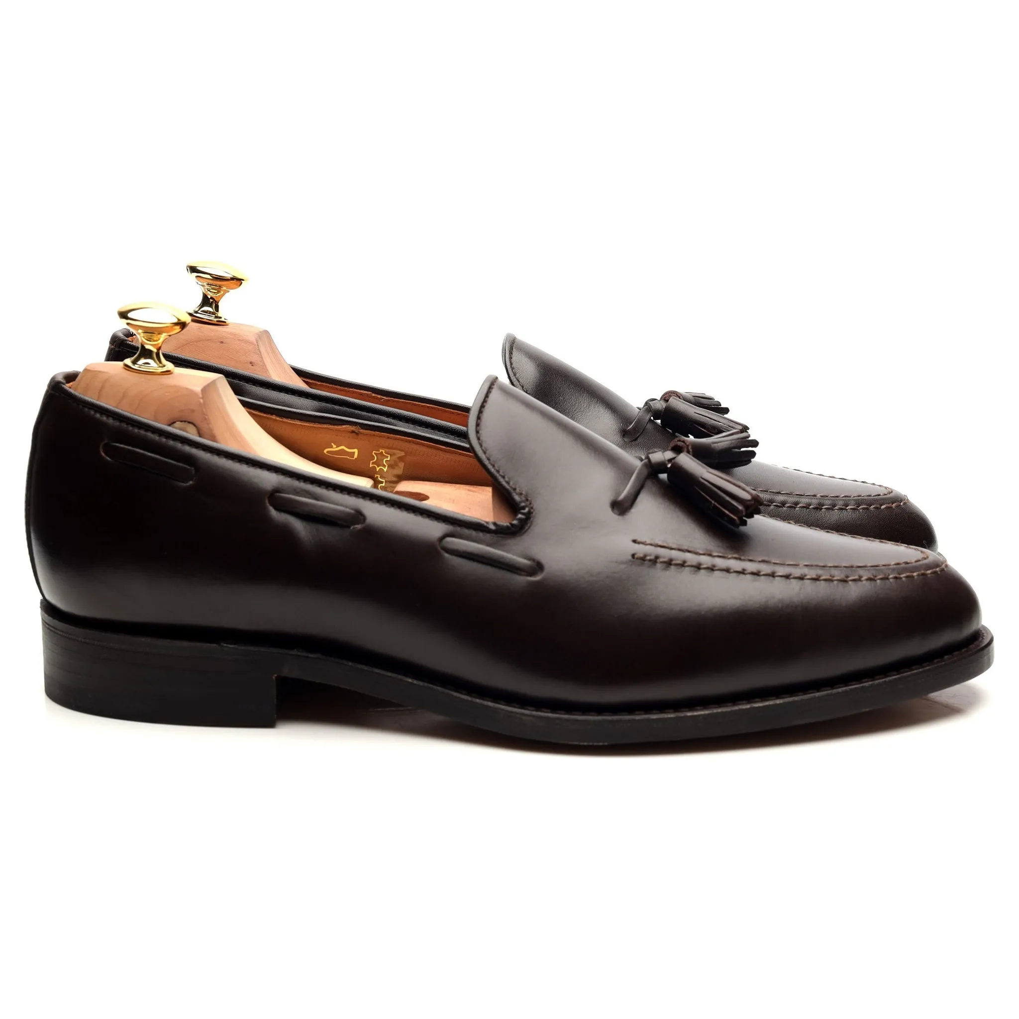 'Finchley' Dark Brown Leather Tassel Loafers UK 11 F