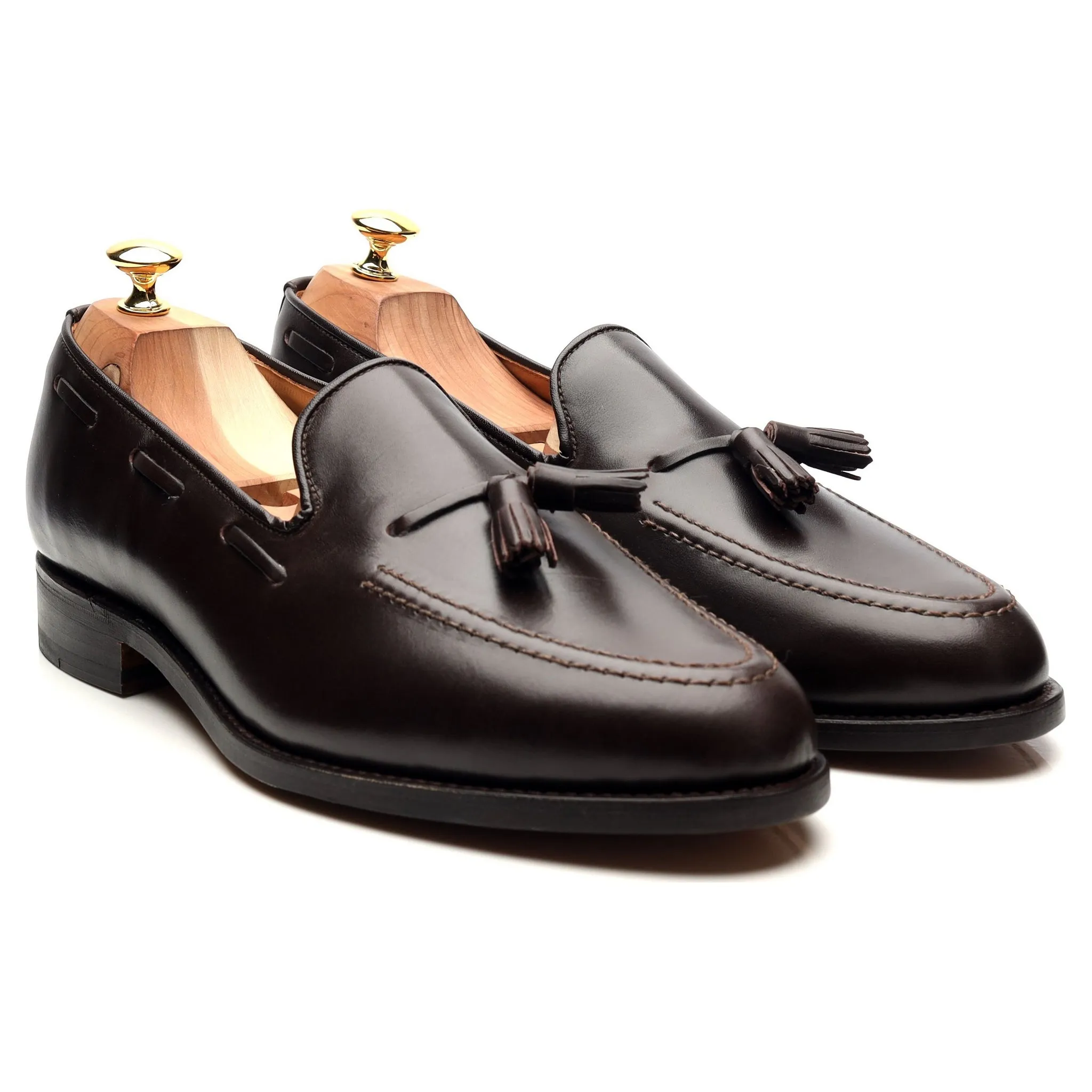 'Finchley' Dark Brown Leather Tassel Loafers UK 11 F