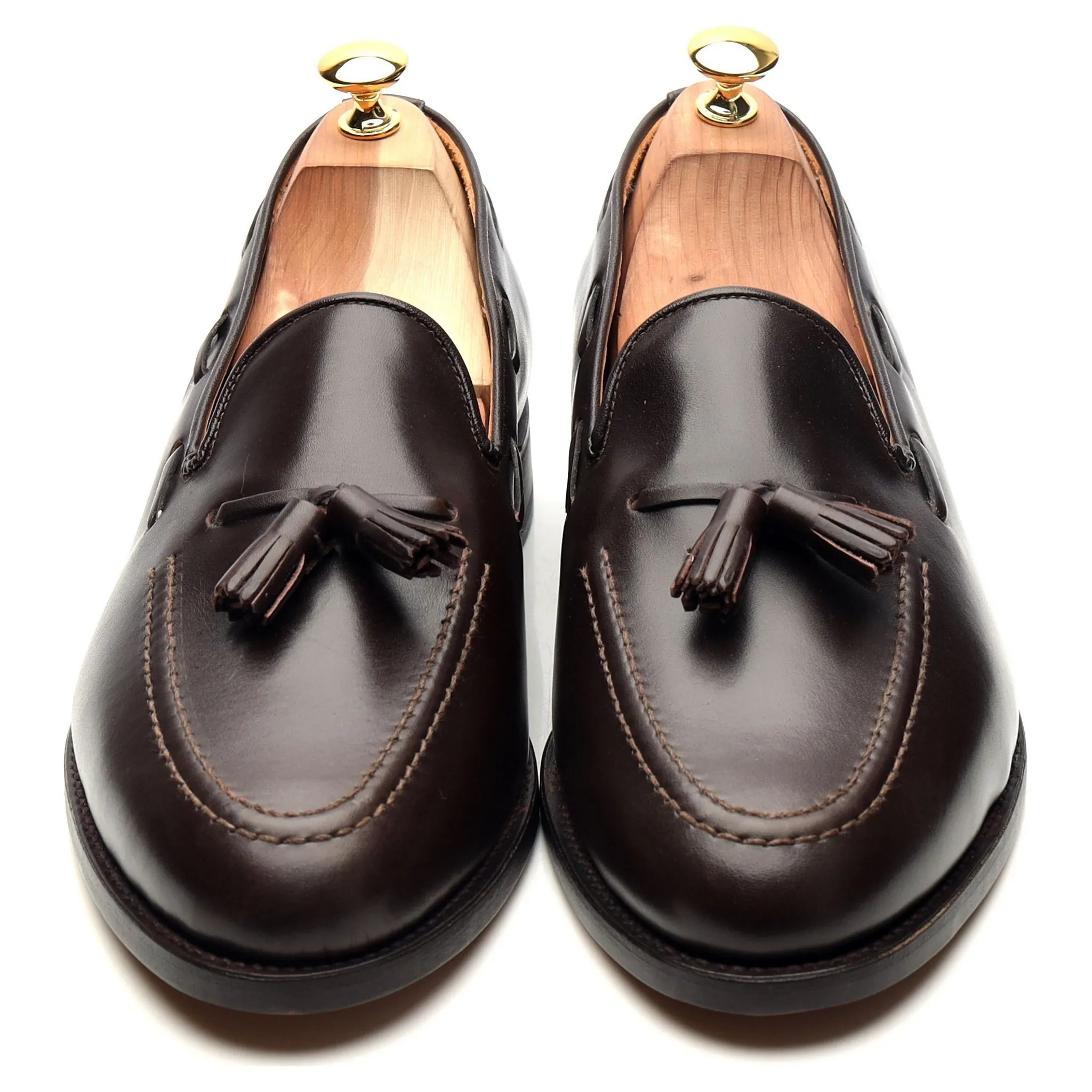 'Finchley' Dark Brown Leather Tassel Loafers UK 11 F