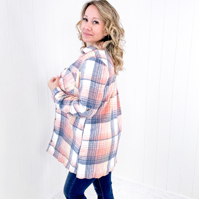 Flannel Lumber Jill Plaid Button Down Longline Jacket