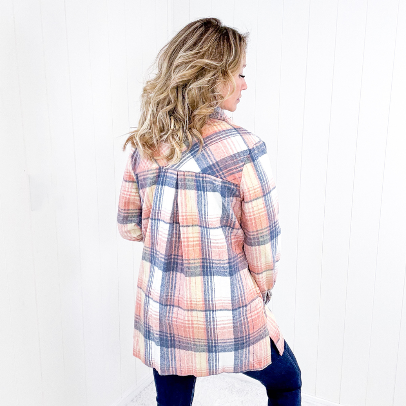 Flannel Lumber Jill Plaid Button Down Longline Jacket