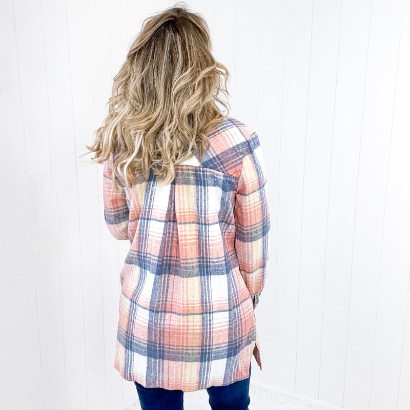 Flannel Lumber Jill Plaid Button Down Longline Jacket