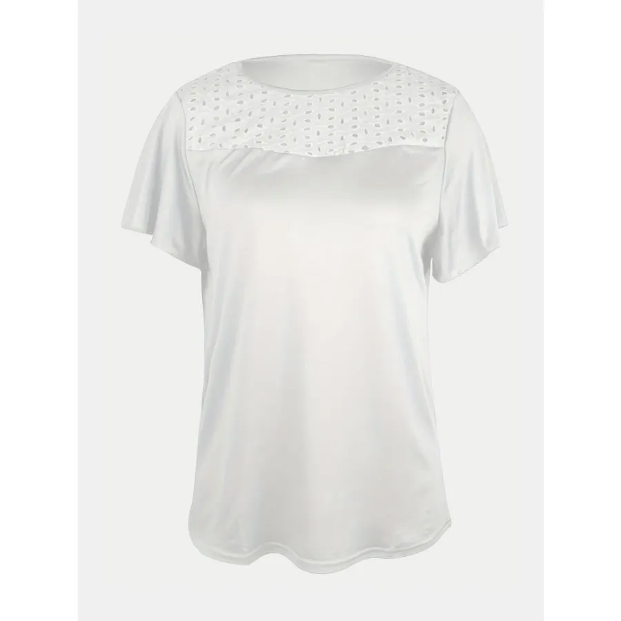 Full Size Ruffled Round Neck Short Sleeve Blouse