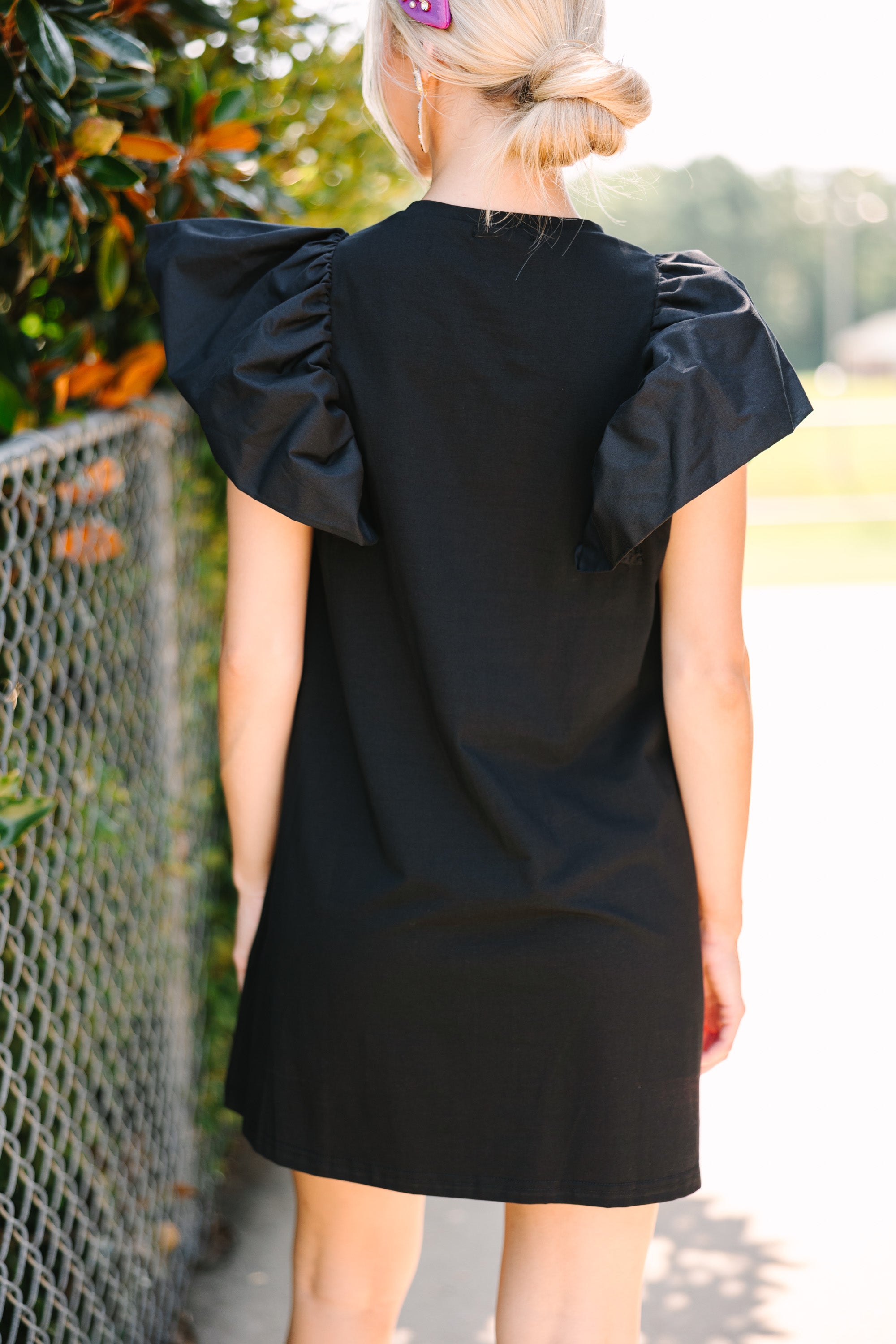 Get Ready Black Ruffled Mini Dress