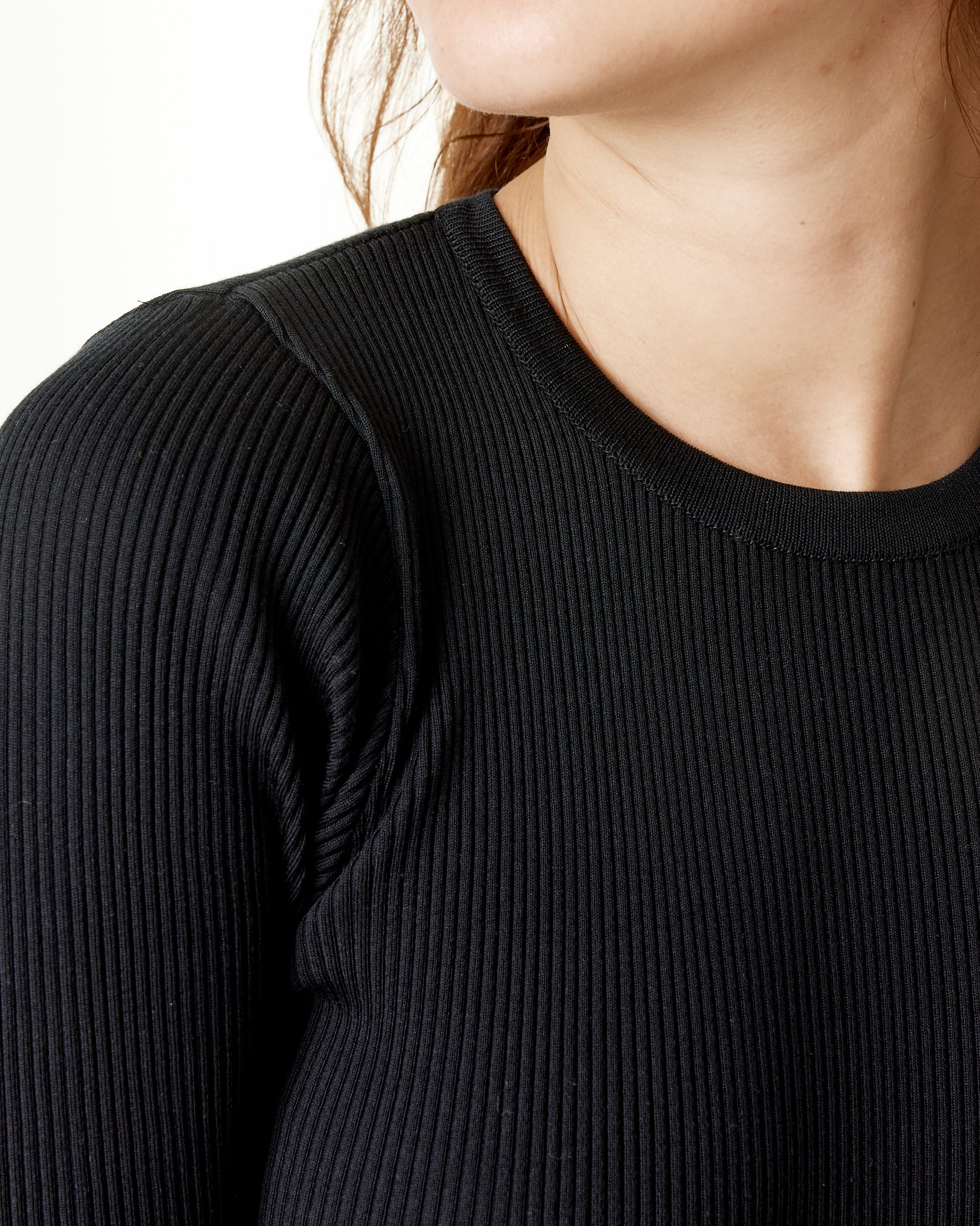 Giza High Gauge Rib Knit Tee in Black