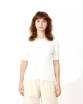 Giza High Gauge Rib Knit Tee in White