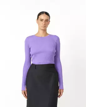 Giza Rib Knit Pullover in Purple