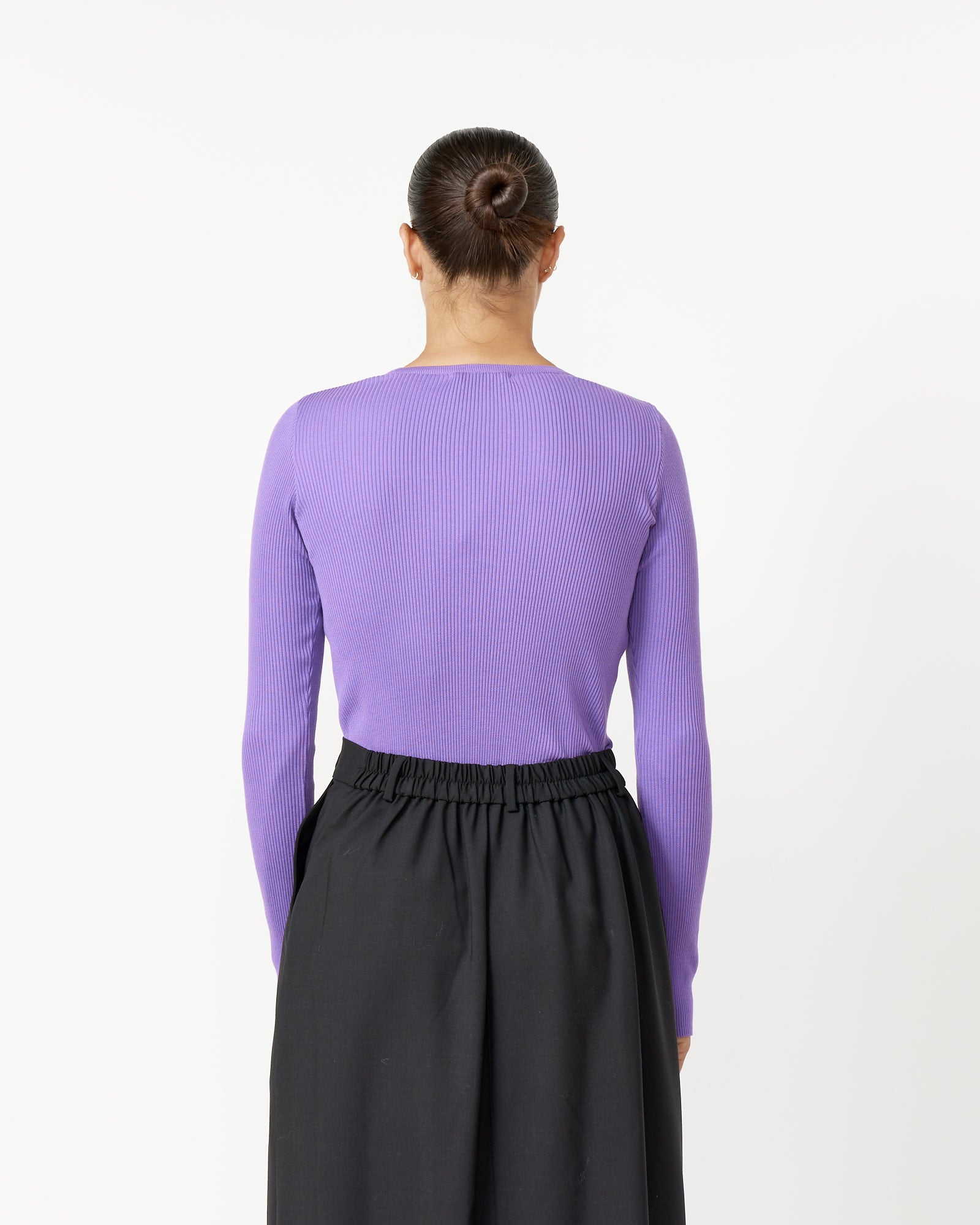 Giza Rib Knit Pullover in Purple