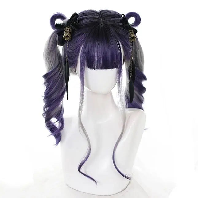 Gradient Purple Grey Wave Long Wig MK14945