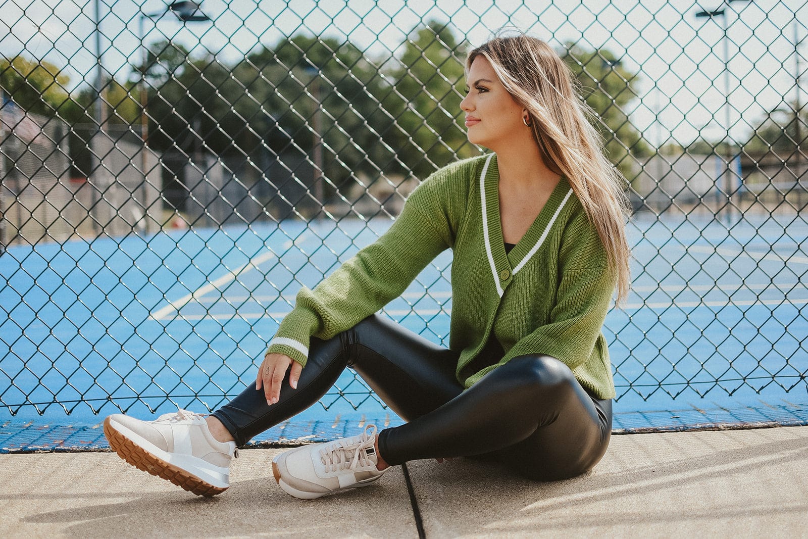 Green V-Neck Cardigan