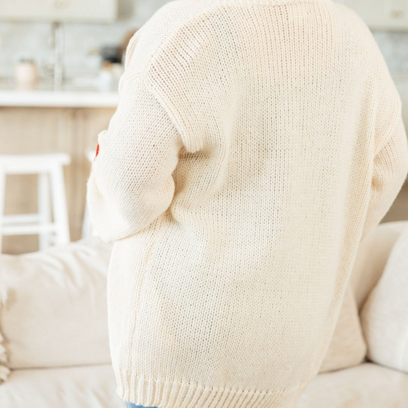 Hearts and Cream Sweater Long Cardigan