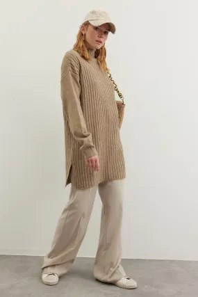 High Neck Ribbed Sweater