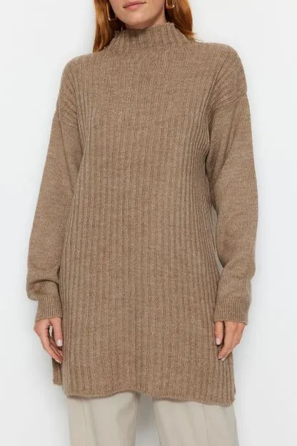 High Neck Ribbed Sweater