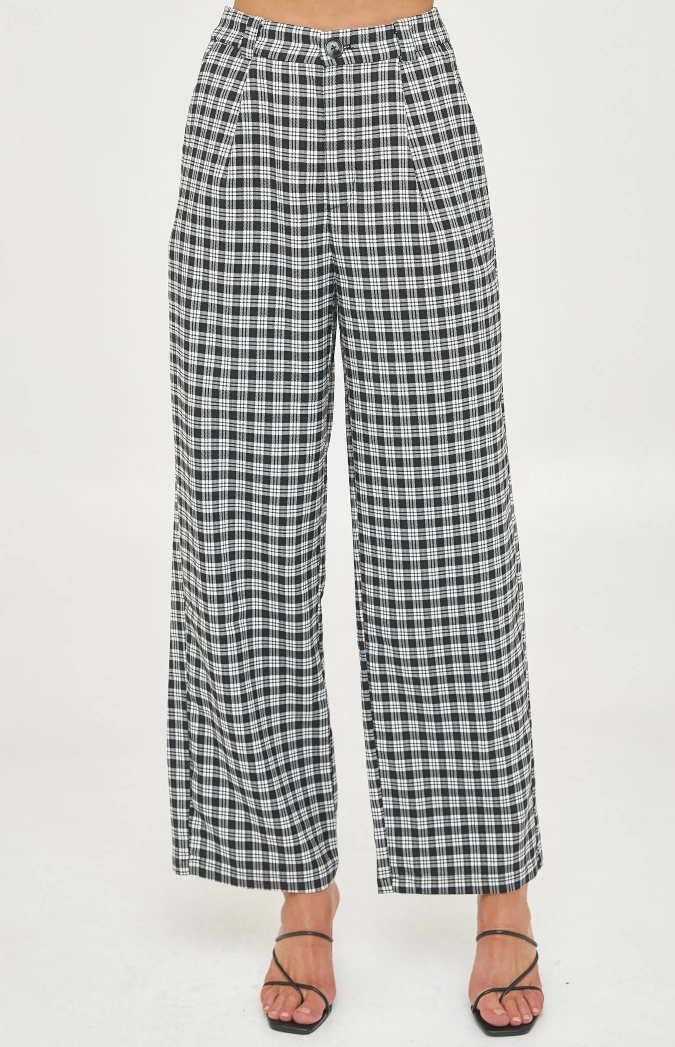 High Waisted Wide Leg Checkered Pants (WPA222B)