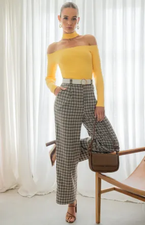 High Waisted Wide Leg Checkered Pants (WPA222B)