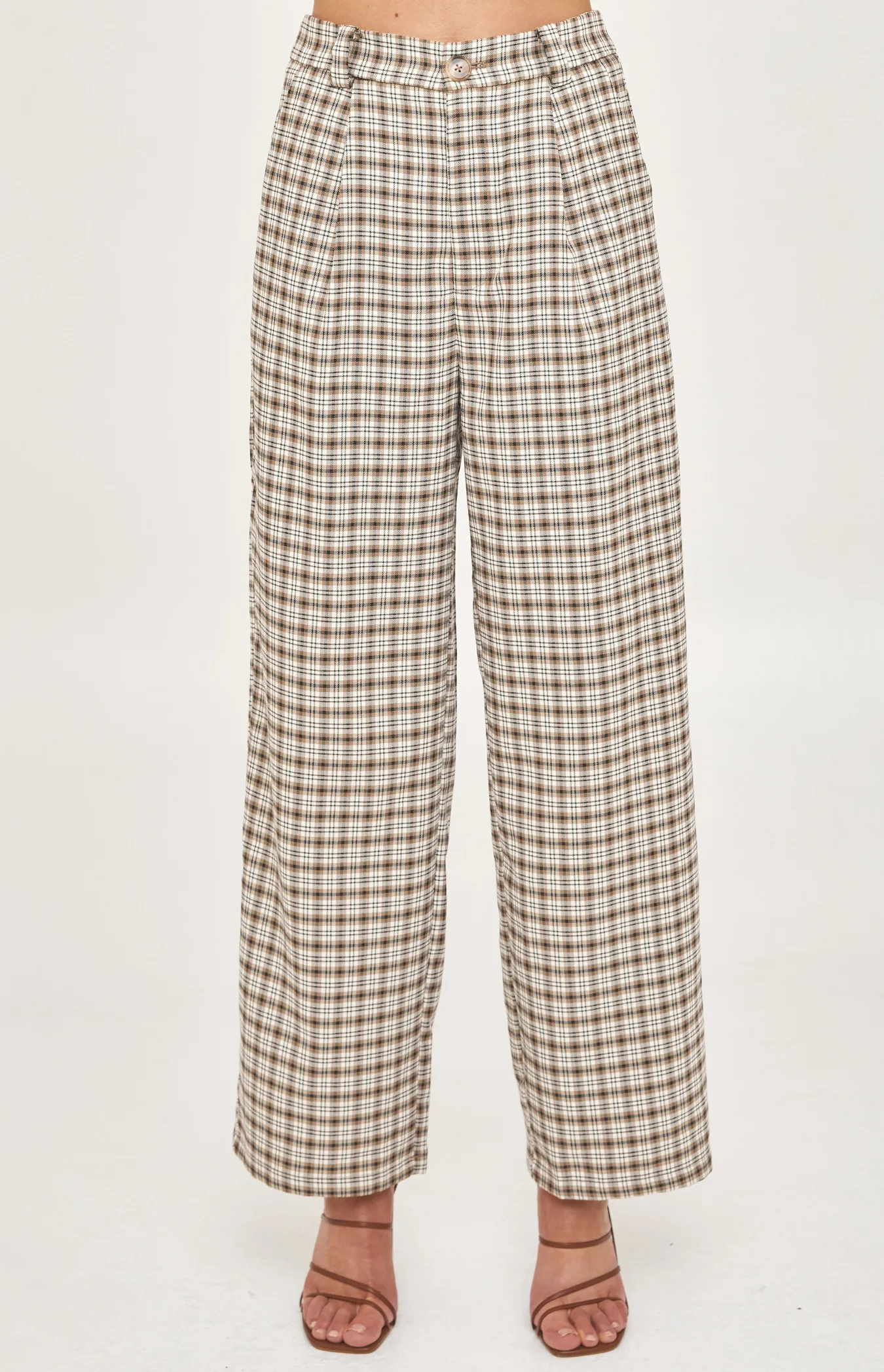 High Waisted Wide Leg Checkered Pants (WPA222B)