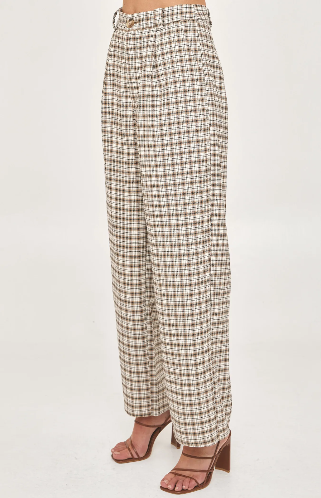 High Waisted Wide Leg Checkered Pants (WPA222B)