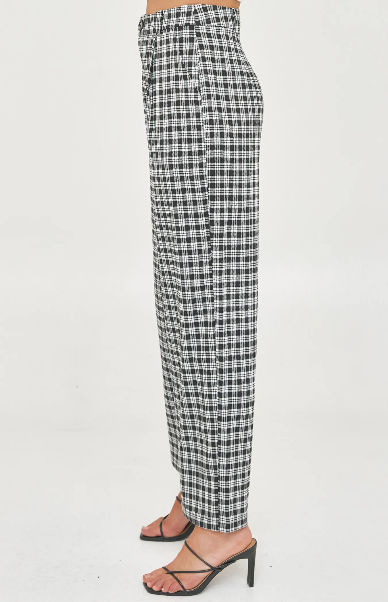 High Waisted Wide Leg Checkered Pants (WPA222B)