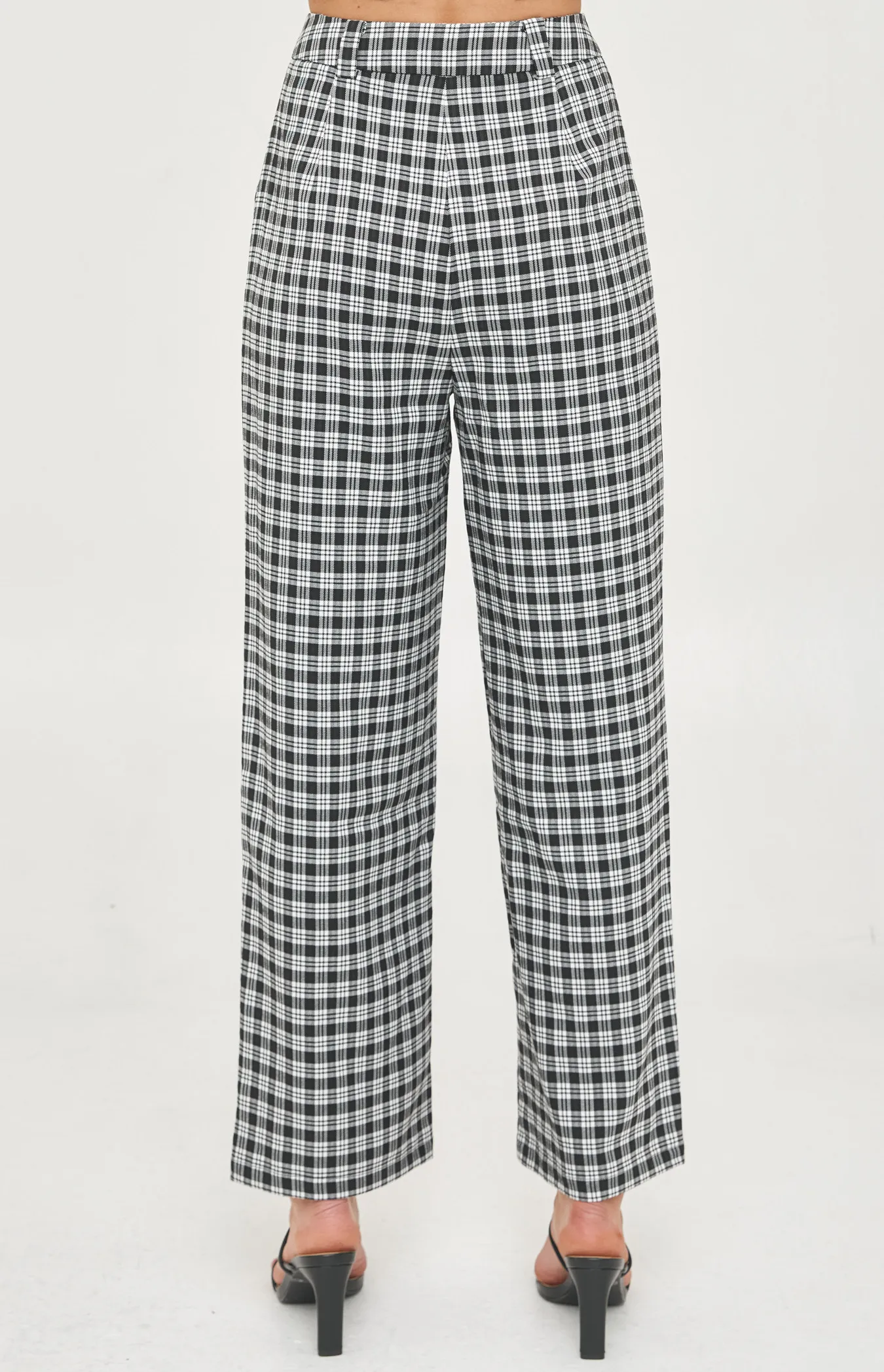 High Waisted Wide Leg Checkered Pants (WPA222B)