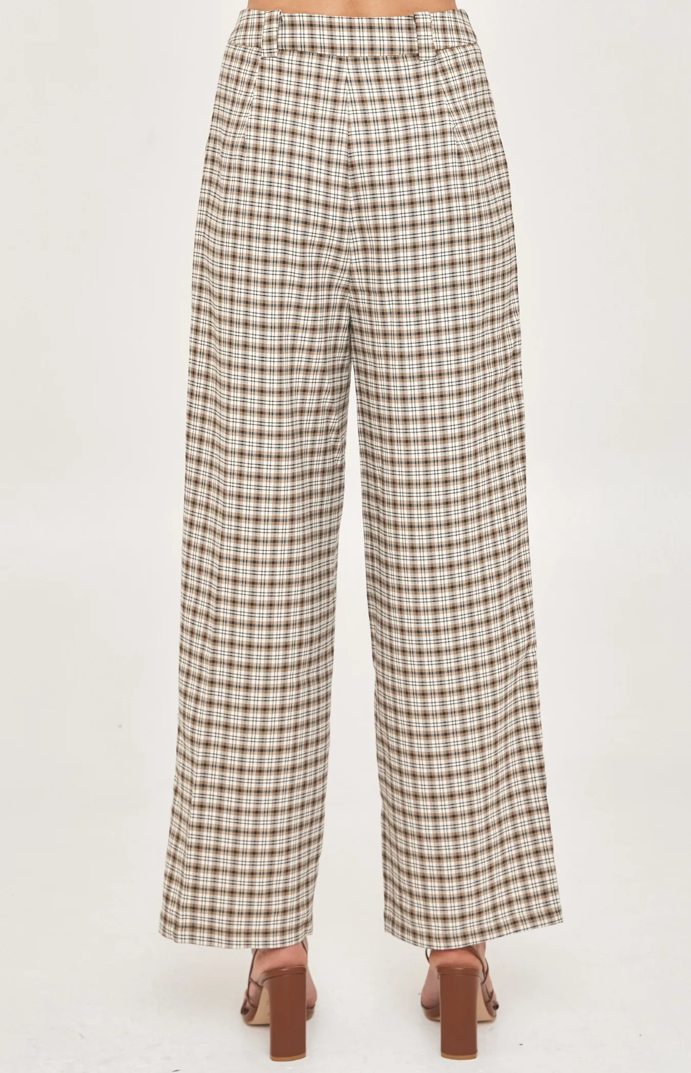 High Waisted Wide Leg Checkered Pants (WPA222B)