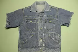 JC Penney's 1950's Type 2 Pleated Selvedge Denim Blue Jean Trucker Jacket Cut Off Sleeve