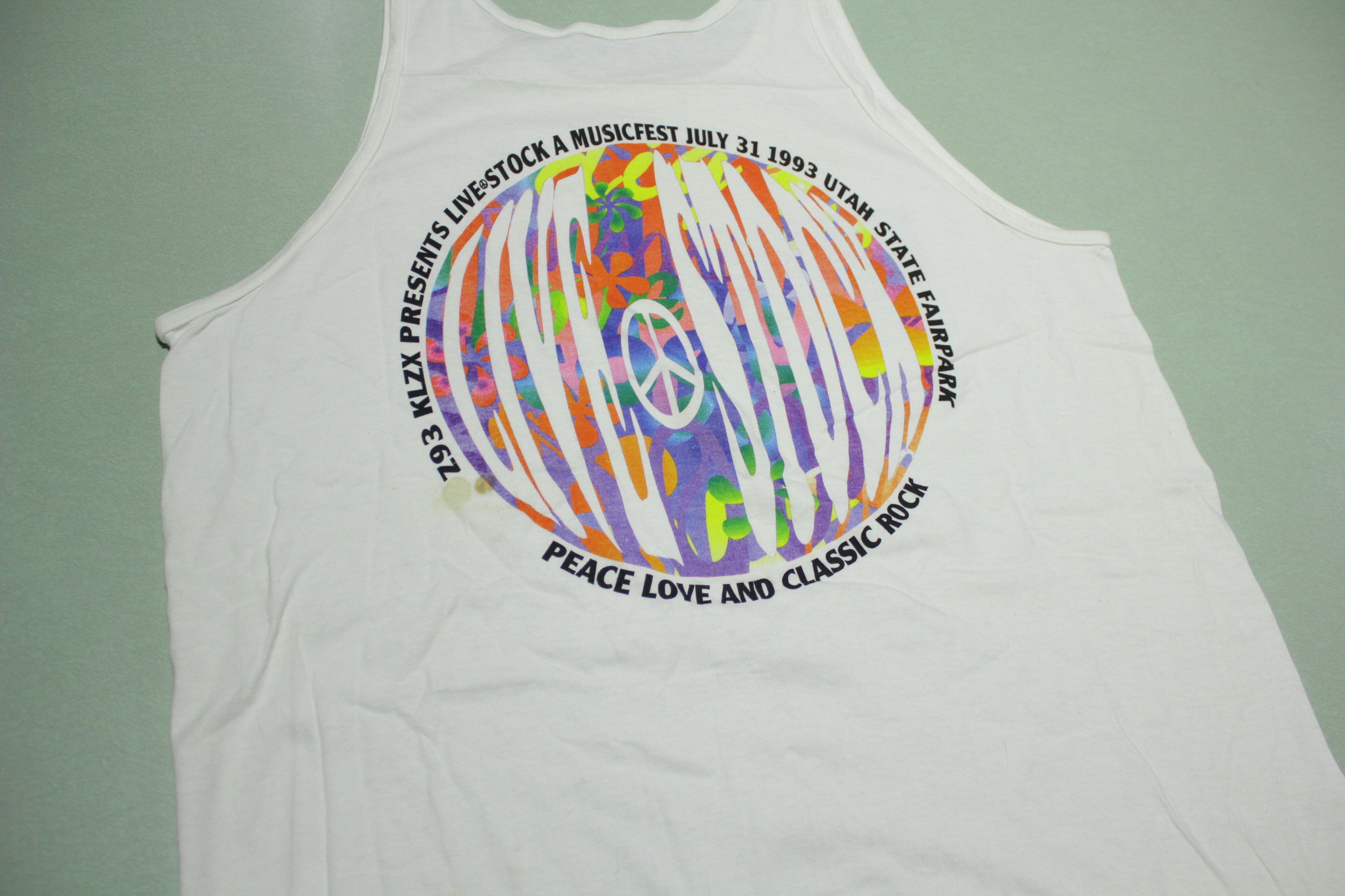 KLZX 93 Live Stock Music Fest Vintage 90's Peace Love Utah Classic Rock Tank Top