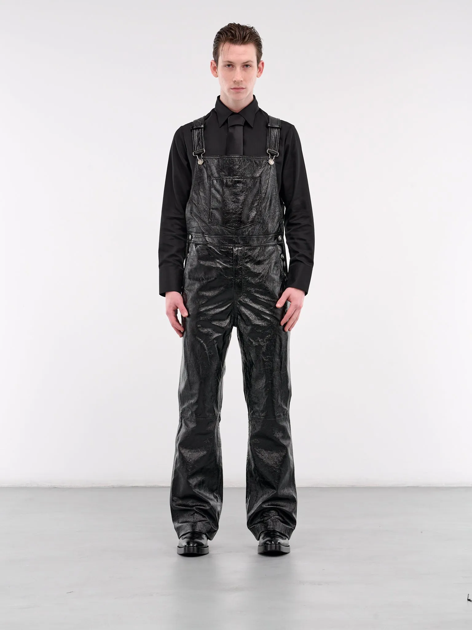 Lamb Leather Overalls (OV02L-LE10-BLACK-PATENT)