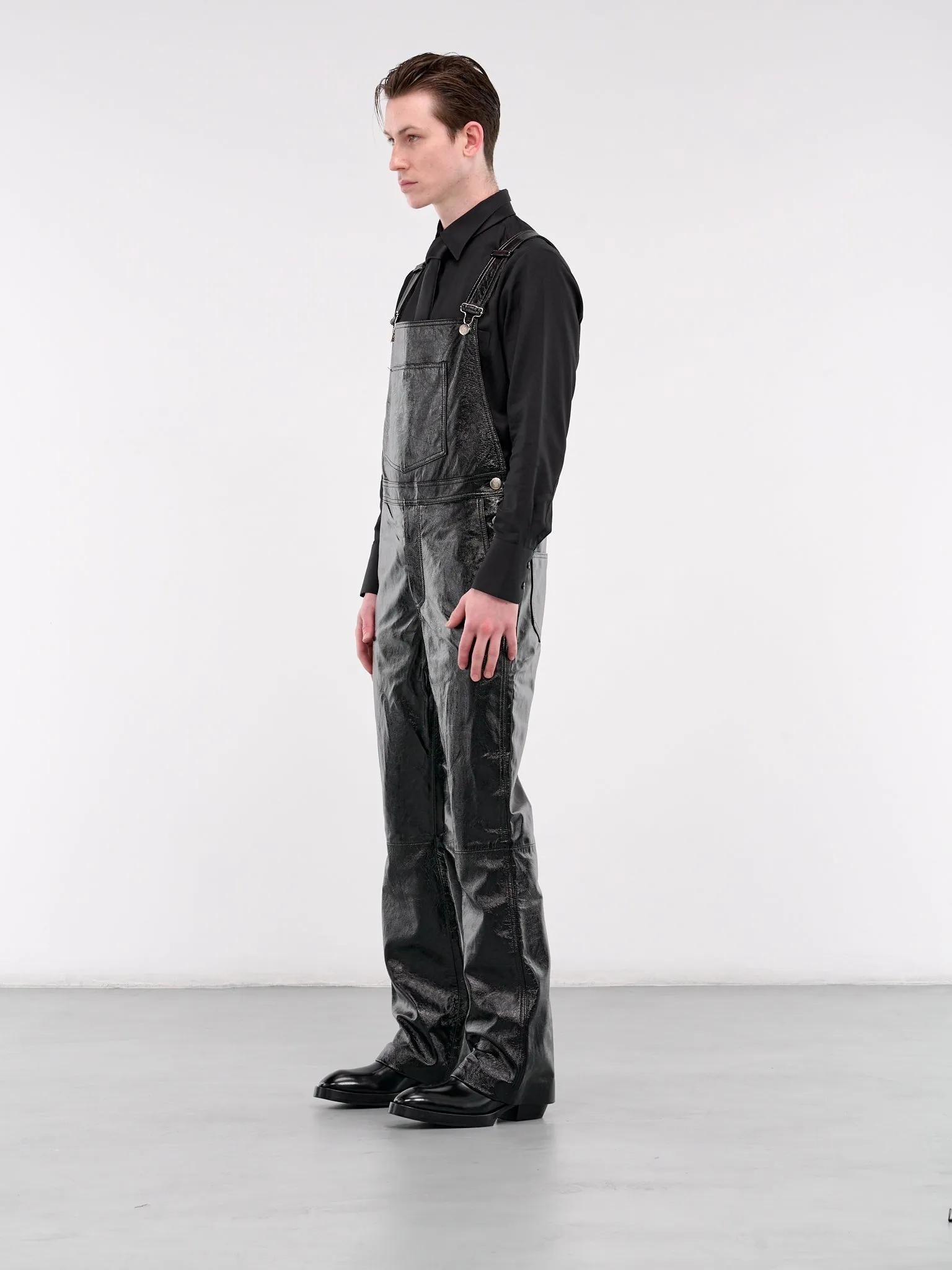 Lamb Leather Overalls (OV02L-LE10-BLACK-PATENT)