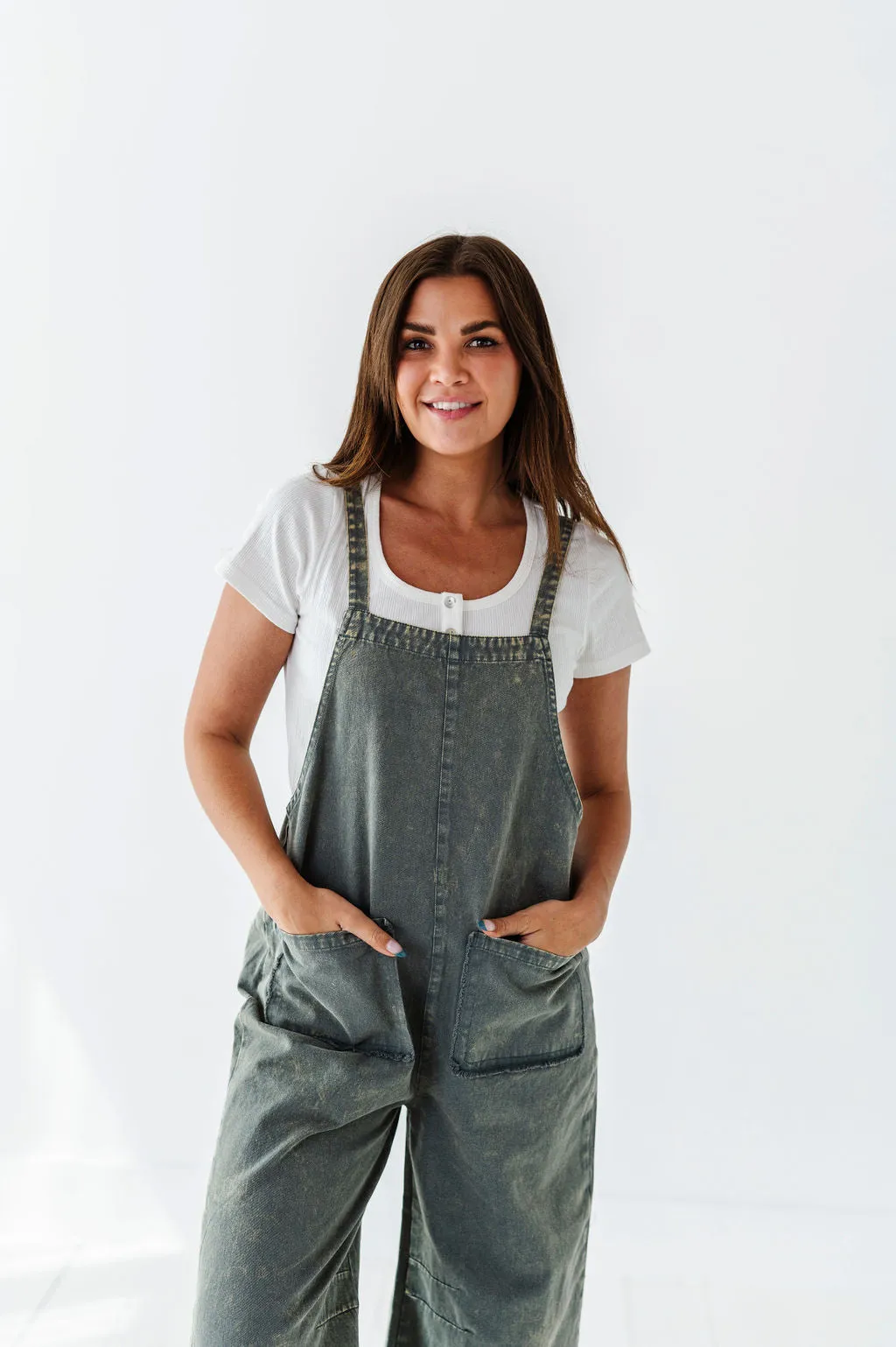 Leighton Overalls in Grey Blue