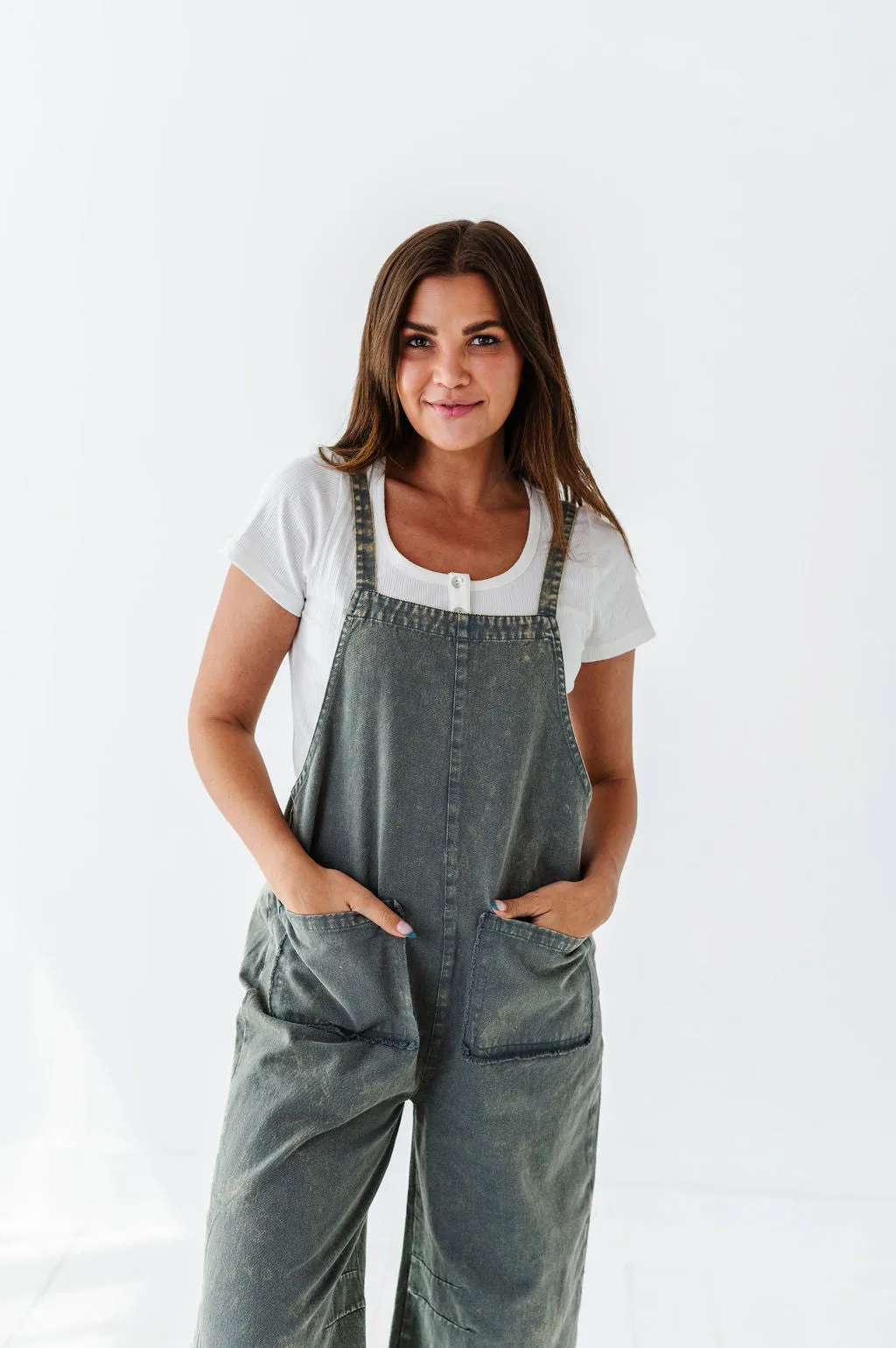 Leighton Overalls in Grey Blue