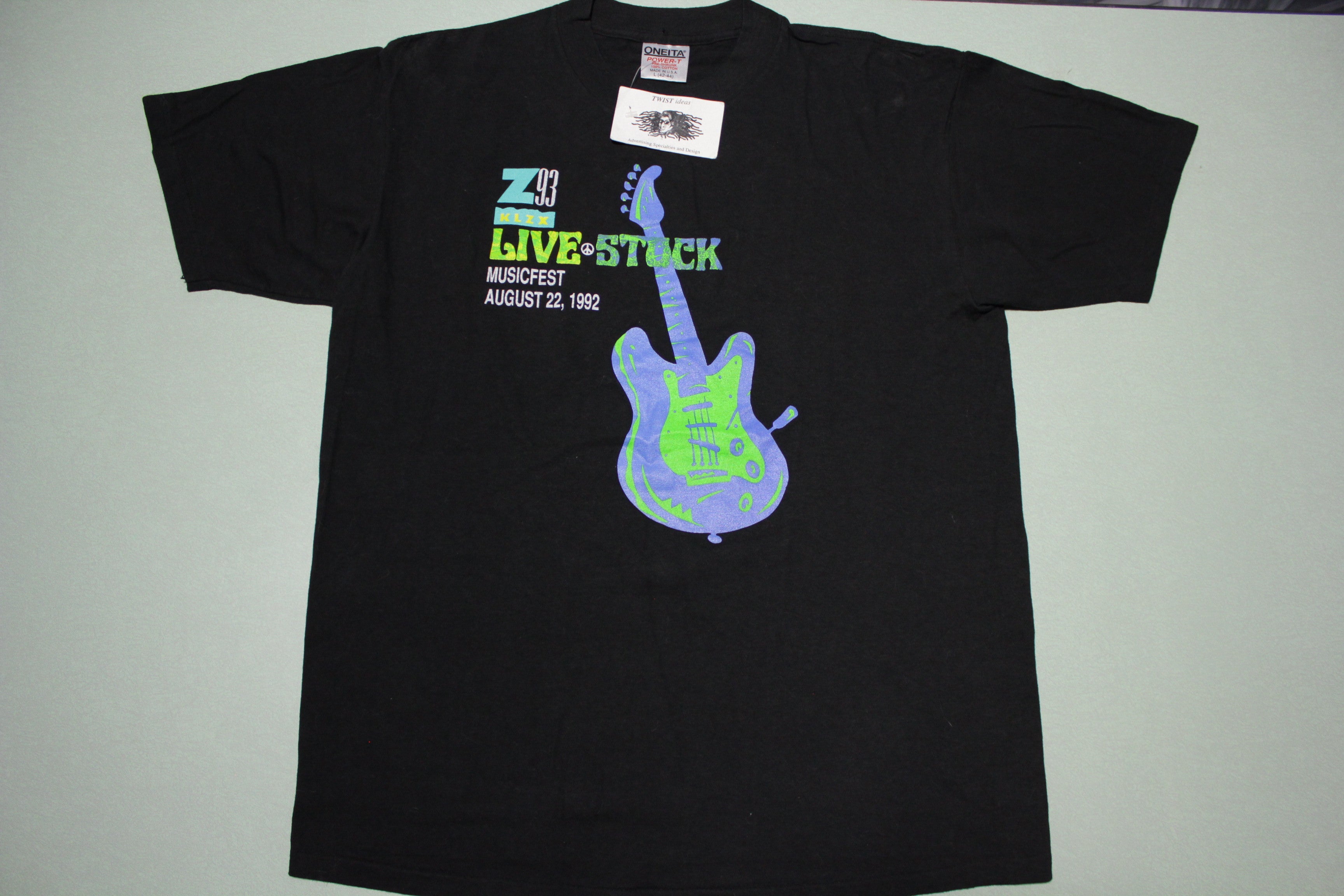 Live Stock 1992 Vintage KLZX Z93 Utah Rock Fest T-Shirt