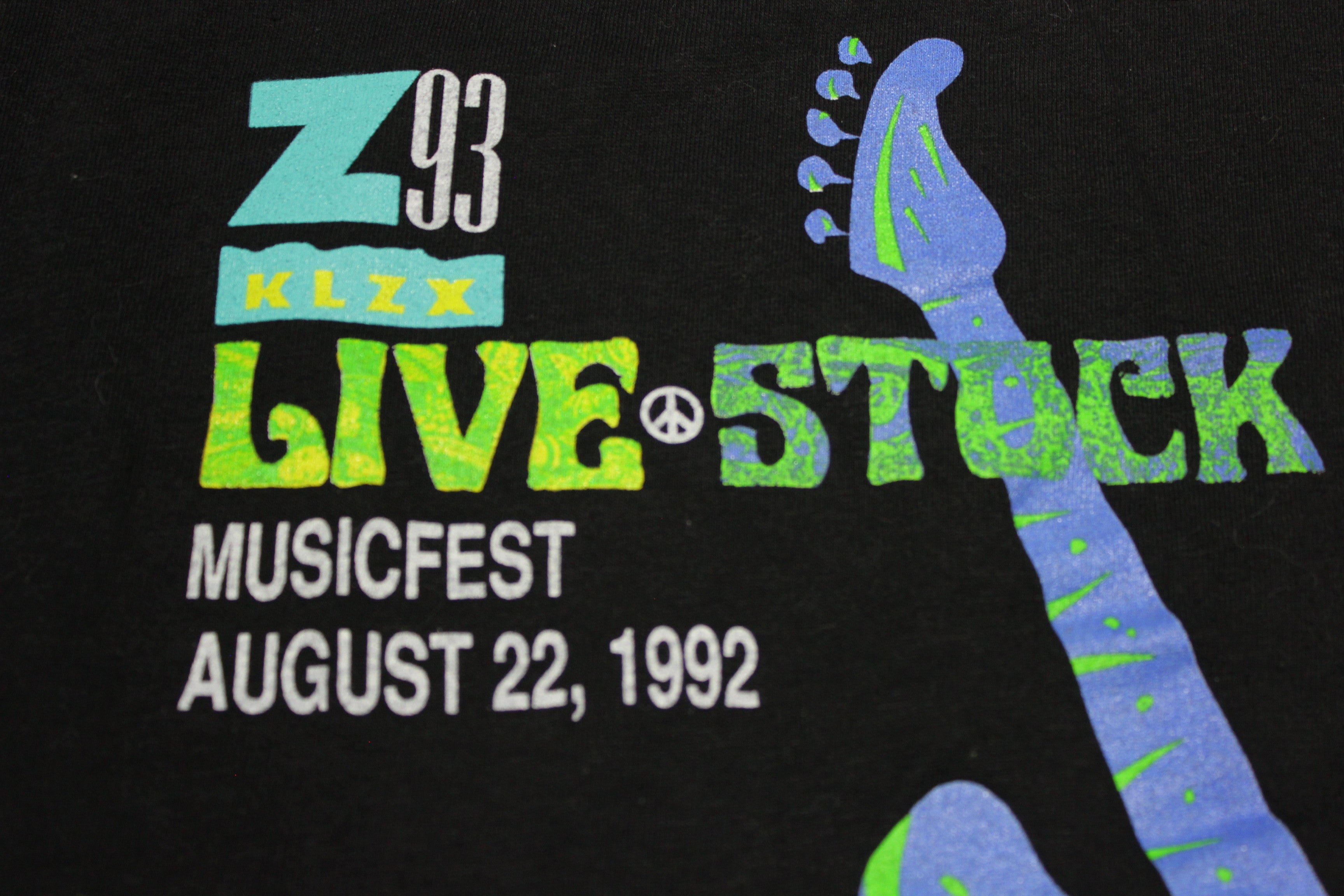 Live Stock 1992 Vintage KLZX Z93 Utah Rock Fest T-Shirt