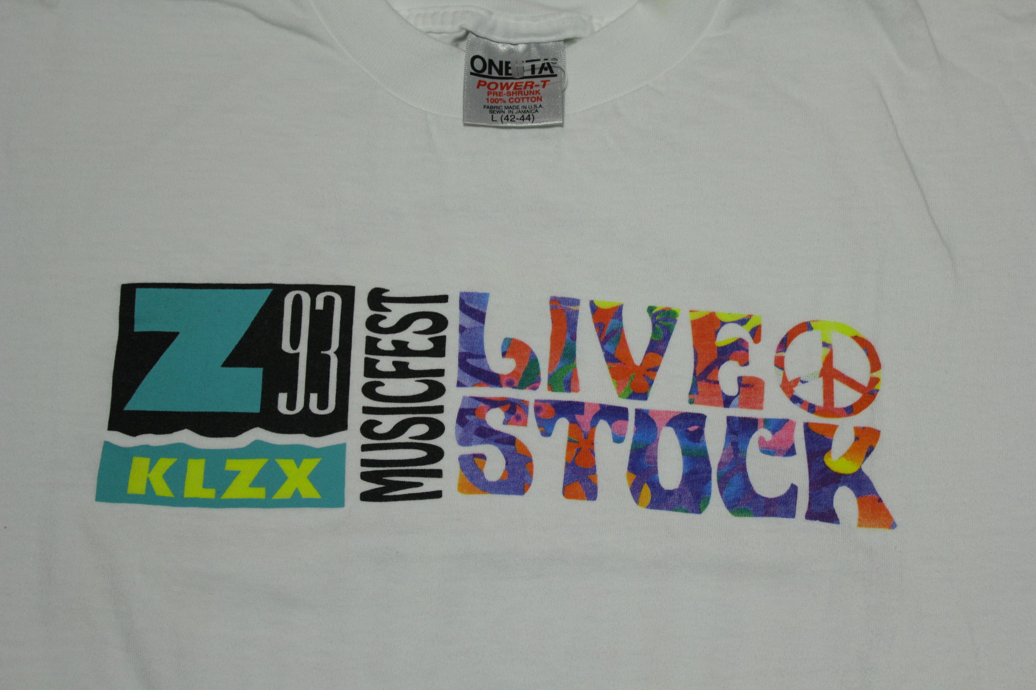 Live Stock 1993 Vintage Utah Music Festival KLZX Z93 Concert T-Shirt