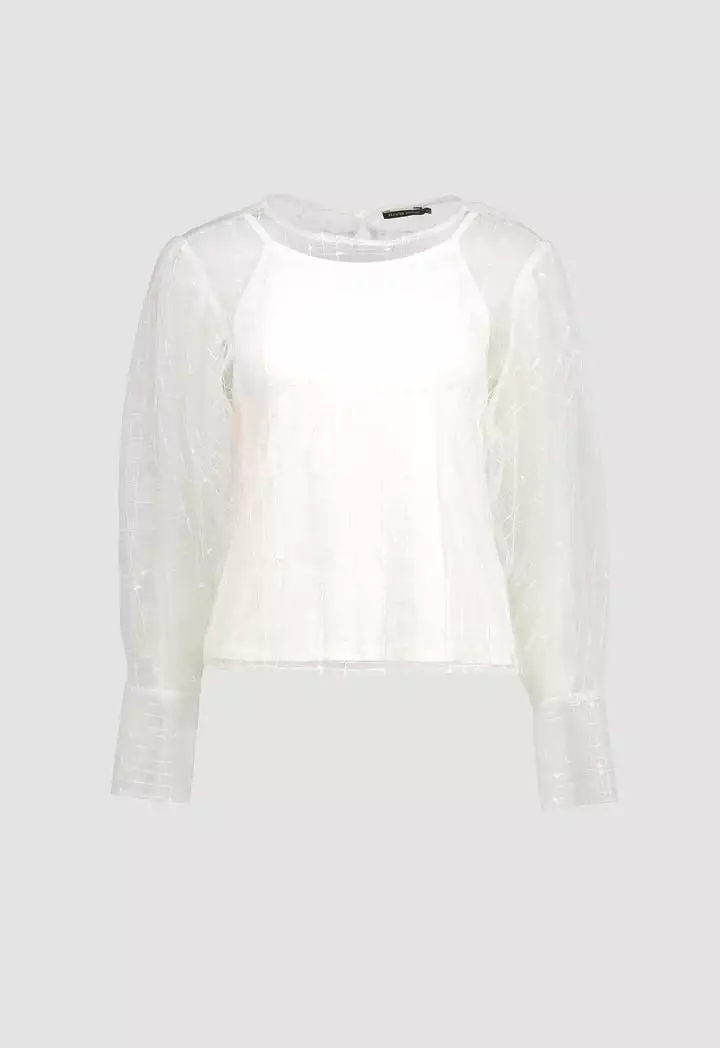 Long Sleeve Tulle Blouse