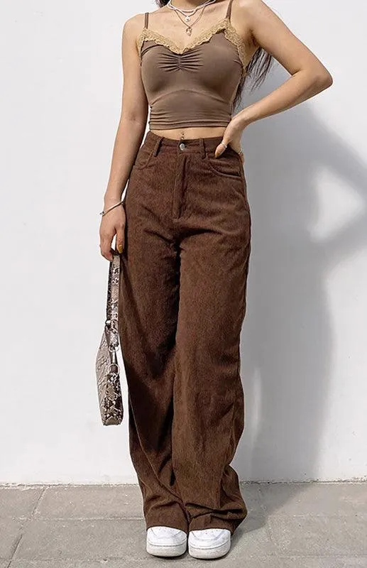 Loose Corduroy Wide Leg Women's Pants