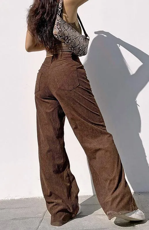 Loose Corduroy Wide Leg Women's Pants