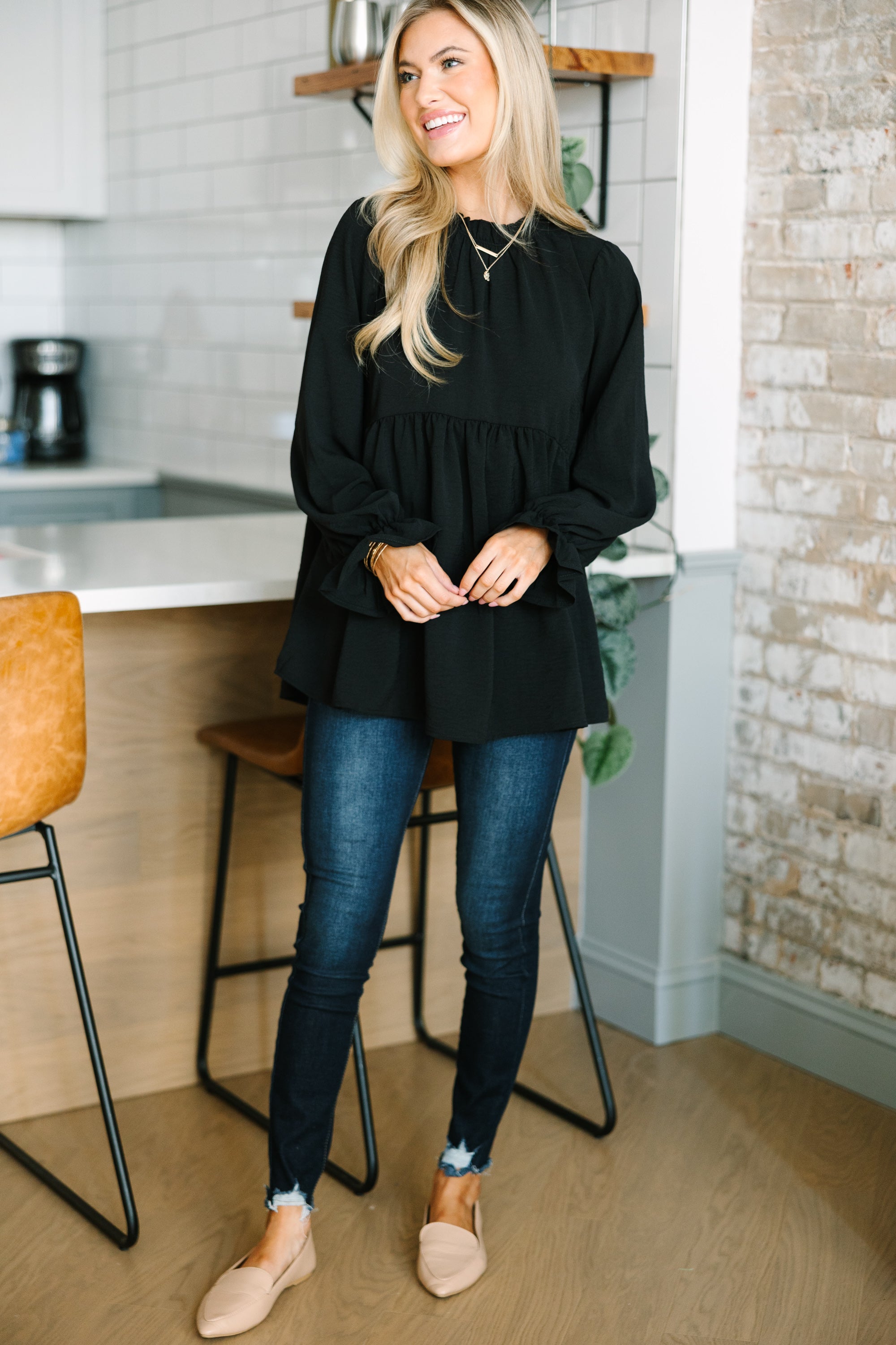 Making Moves Black Ruffled Blouse