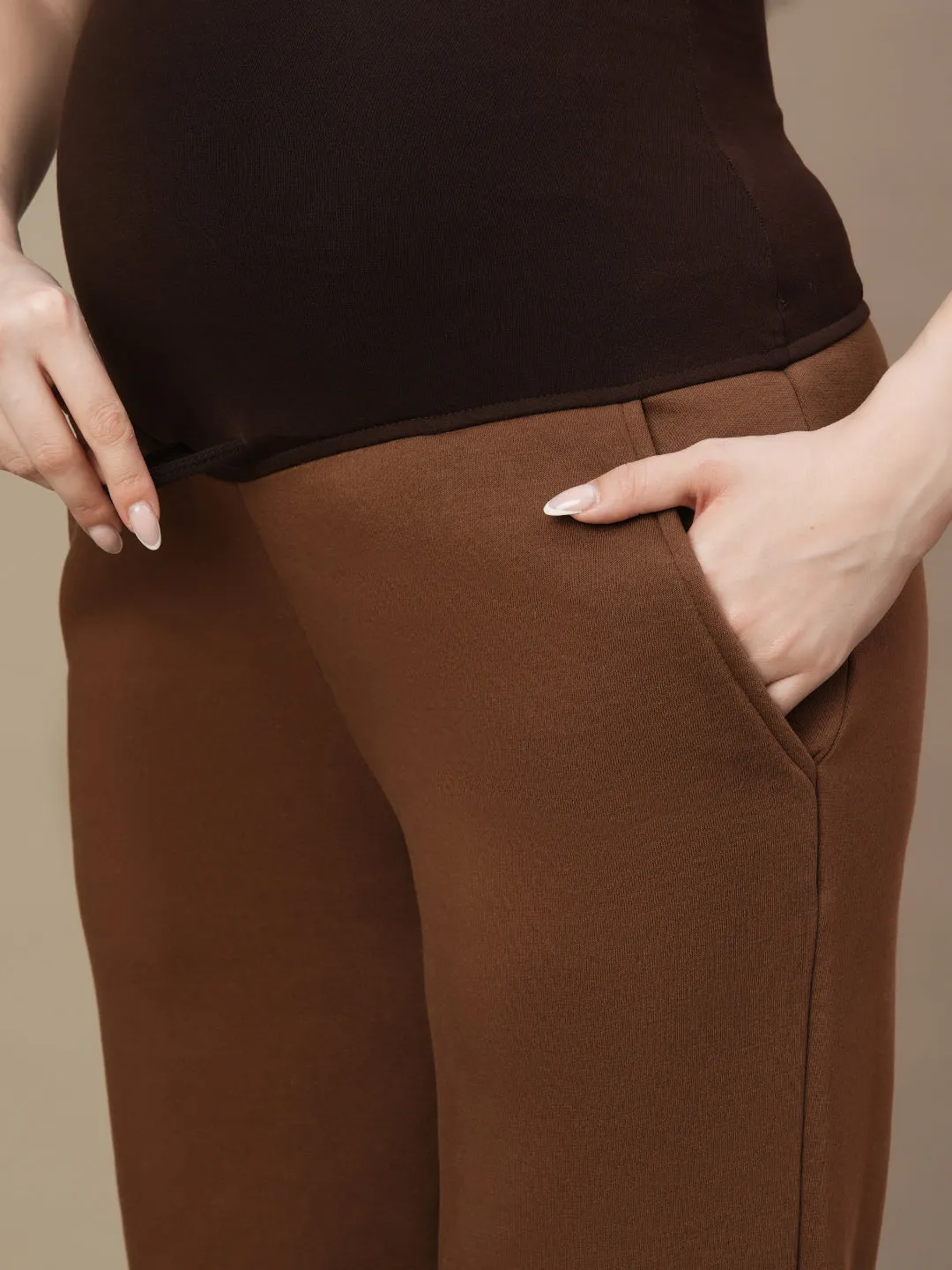 Maternity Fleece Wide-leg Pants- Winter