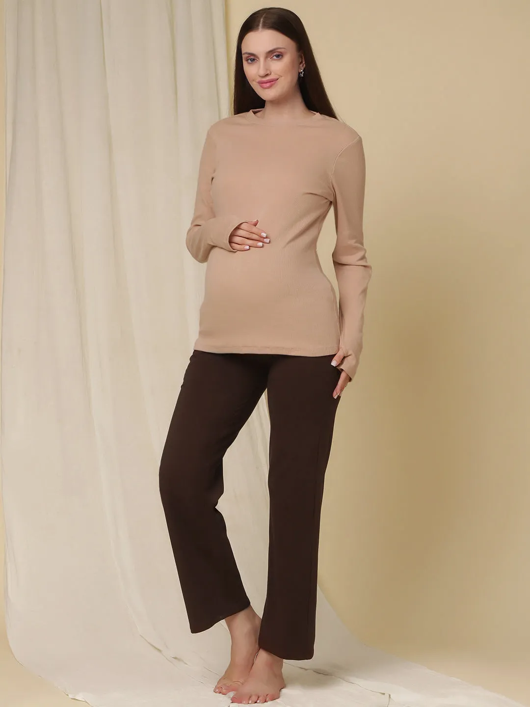 Maternity Wide-leg Pants- Winter (French Terry Lined)